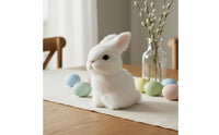 Lifelike Bunny Statue Cute Downy Hare Ornament Easter Decoration for Bookshelf
