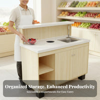 Wash Cut Combined Counter Easy to Clean Fruit Prep Station Heavy Duty Ier Counter with Sink for Shop Owners, Supermarket, Retail Store