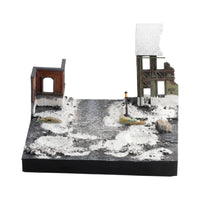 1/72 Scale Diorama Base WWII Battlefield Diorama Winter Theme Miniature Scene with Ruined Building Pre-Painted for Hobbyists, Collectors, Model Presentation Showcase