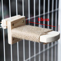 Wall-Mounted Cat Climbing Step Feline Perch Solid Wood Wooden Cage Shelf for Kittens