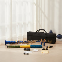 Engraved B and B Straight Soprano Saxophone Gold-Tone Soprano Saxophone with Carrying Case Brass Woodwind Compact for Students, Beginners, Practice, Performance