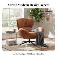 Nordic Design Upholstered rotating Armchair Modern aesthetic Single Sofa Ergonomic spine supportrest Lounge Chair Plush paddinging for Adults, Homeowners, Readers, Bedroom, perusing alcove, Home Office