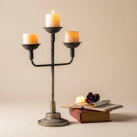 Iron Candelabra Antique Finish Rustic Candle Candelabra Stable Base Home Decor for Tabletop