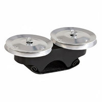 Hardwood Body Finger-Mounted Tambourine Metal Jingling Discs Finger Jingle Tambourine Black Finish Hand Percussion Elastic Strap