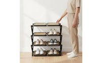 Accordion Shoe Stand Installation Foldable Shoe Rack Space Saving for Entryway, Dorm Room, Closet