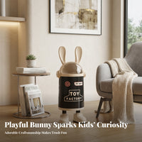 Smiling Face Bunny Ears Trash Can Translucent Lid Rabbit Trash Can Thumbs-up Graphic Decorative Bin Shoe-Shaped Feet for Home, Kitchen, Living Room