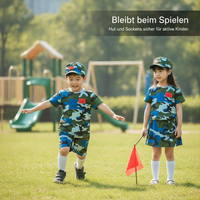 Kids Camouflage Summer Outfit Set for Boys and Girls - Short Sleeve Top, Shorts/Skirt, and Hat