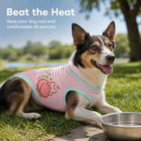 Pet Cooling Vest for Dogs, Breathable Ice Silk Shirt with Cartoon Fruit & Animal Prints, Summer Apparel
