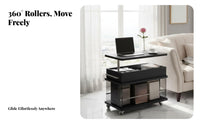 Movable C-Shaped Table Luxury aesthetic C-Shaped Snack Table Adjustable Height Household Furniture adaptable Use for Apartment Dwellers, Homeowners, Living Room, Small Spaces, Bedroom, Home Office