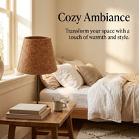 Lampshade for Table Lamps with Leather and Wood Chip Texture, Detachable Light Shade for Bedroom and Study Room, Warm Finish
