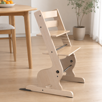 Baby Highchair, Growing Children's Highchair Height-Adjustable, Baby Chair from Natural Material with Harness and Removable Tray, 79x46x49cm