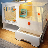 Easy to Clean Small Animal Cage with Bunny Hay Feeder, 45cm Wide Small Animal Cage, Automatic Waste Removal Bunny Cage for Routine Living