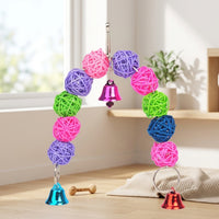 Hanging Bird Toy with Metal Rattan Ball, Parrot Plaything for Bird Cage, African Grey Enrichment and Entertainment Hanging Bell
