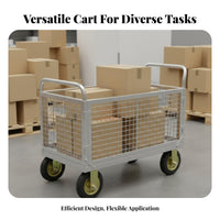 Steel Base Trolley Foldable Design Folding Base Cart Detachable Fences Flatbed Trolley with Wheels for Movers, Outdoor Market, Factory, Moving