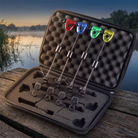 4 Pieces Fishing Indicators with Case Easy Setup Bite Alarm Indicators Bright LED for Anglers