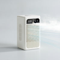 Compact Mini Evaporative Air Cooler Humidifying Desktop Cooler with Water Tank Rechargeable Mist Fan with Digital Display Quiet for Office Workers, Study Desk