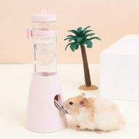 125ml Hamster Water Bottle with Stand, Antignaw Hamster Water Bottle for Cage, Leak-resistant Nozzle and Floor-Standing Design
