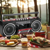 Twin Speakers Portable Radio Cassette Recorder Stereo Sound Bluetooth Cassette Player Recorder Multiple Power Options for Seniors
