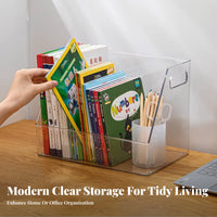 Rolling Book cart Clear View Design Desktop Storage Multi-Compartment