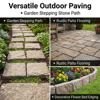 Yellow Granite Stepping Stones, 20x20cm Stone Paving Slabs for Garden Patio, Hard Wearing Outdoor Pavers Aged Step Stone for Landscaping