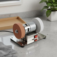 Multi-Functional Electric Benchtop Grinder Pure Copper Engine Double Wheel Bench Grinder 7-Speed Adjustable Mini Grinding Machine Stainless Steel Base for DIY Enthusiasts, Home, Workshop, Garage
