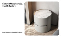 Minimalist Design Bedside Storage Cabinet Sintered Stsingle Top Cylindrical Two-Drawer Nightstand Round Shape Night Table Modern visual appeal for Interior Designers, homeowners, Apartment Dwellers, Living Room, Hallway