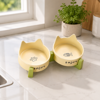 Elevated Ceramic Dog Bowls with Stand, Double Cat Bowls for Neck Strain, Spill-resistant Pet Feeding Station for Digestive Issues