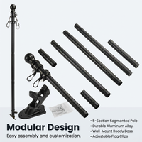 Stainless Steel Pole Kit Outdoor, House Garden Yard Flag, Wear Resistant Pole, Sectional Flag for Yard, Adjustable House Flag