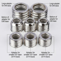 Heat Resistant Screw-in Adapter for E14 to E27 and E27 to Jumbo Screw, Iron Candle Bulb Adapter, 42mm 29mm Fit, Global Export Supply Set