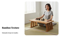 Foldable Curved Leg Kang Table Japanese Aesthetic Floor Desk Space-Saving Household Furniture Multifunctional for Tea Lovers, Students, Distant Workers, Bay Window, Tatami Room, Bedroom, Small Areas