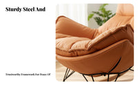 Comfortable Padding Upholstered Rocking Chair snug Upholstered Rocking Armchair Sturdy Frame Indoor Seating Ergonomic Design for Adults, Homeowners, Seniors, Balcony, Living Room, Bedroom, literary alcove