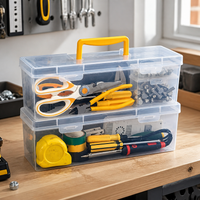 Compartment Storage Box, Craft Storage Organizer with Handle, Stackable Translucent Bead Storage for Building Blocks, Screws & Parts