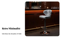 European Style Adjustable Backrest Stool 360-Degree Swivel Adjustable Pedestal Stool With Footrest Bar Chair Upholstered Seat for Cafe Owners, Receptionists, Homeowners, Reception Area, Counter, Kitchen Island, Dining Room