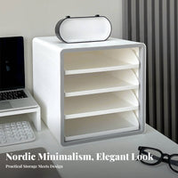 Easy Organization Desktop File Organizer Space Saving Multi-Layer Document Tray Large Capacity A4 Paper Organizer Box Multifunctional for Students, Home Workers, Women, Desk, Study Room, Dressing Table