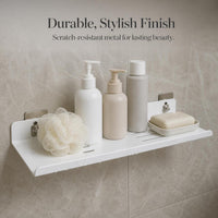 Bathroom Vanity Mirror Front Faucet Storage Shelf Wall-Mounted No-Drill Organizer