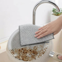 Bamboo Fiber Dishcloths and Double Layer Dish Cloths, Magic Wipe Cloth for Pots and Bowls, Non-Scratch Reusable Dishwashing Tools for Kitchen