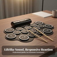 Portable Chinese traditional performance Percussion Machine Multiple Sounds Digital Drum Pad Earphall-in-one Output Electronic Musical Instrument expressive-sensitiveSensitive for children, Drummers, Rehearsals