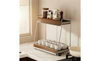 2-Tier Spice Rack Stainless Steel Corner Shelf Organizer Multi-Use Countertop Storage Shelf for Kitchen, Coffee Station