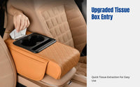 Car Armrest Pad, Universal Multifunctional Leather Pad with Beverage Holder, Storage, Heightening Pad, Tissue Box