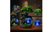 Decorative Indoor Fountain with Artificial Plant Lighted Rock Waterfall Fountain Electric Calming for Office Desk
