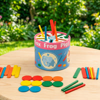 Cylindrical Color Sorting Container Hand-Eye Coordination Sorting Container with Lid Wooden Shape Sorter Educational for Toddlers, Preschoolers, Home, Classroom, Playroom