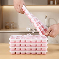 Ice Maker and Household Ice Tray with Lid for Easy Release, Plastic and Silicone Freezer Tray for Homemade Ice, Summer Essential Tray Lid, 1 Pack
