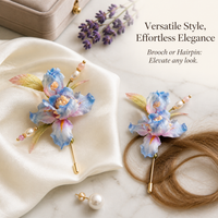 Handmade Silk Velvet Iris Brooch / Hair Clip - Intangible Cultural Heritage Craft