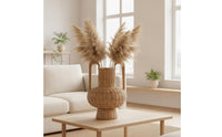 Wicker Vase Rustic Woven Vase with Handles Boho Basket for Dried Flowers, Home Decor