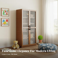 Large Capacity Bookshelf with Doors Easy Assembly Multi-Layer Storage Shelf Sturdy Construction Multi-Tier Display Cabinet Dust-Proof for Home Organizers, Homeowners, Collectors, Study Room, Bedroom, Kitchen