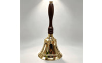 Brass Hand Call Bell with Wooden Handle Handheld Brass Hand Bell Polished for Teachers, Collectors, Home Decor, Classroom, Reception Desk