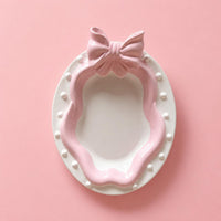 Oval Ceramic Plate Glossy Bow-Shaped Serving Dish