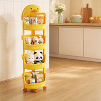 Child-Friendly Toy Storage Cart with Bins Multi-Tier Duck Storage Cart Compact Duck Toy Chest Sturdy for Children, Nursery