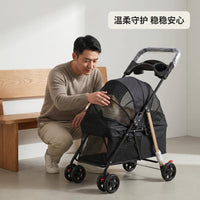 Easy Push Pet Stroller for Small and Medium Dogs, Foldable Low Chassis, for Cats Rabbits Parrots