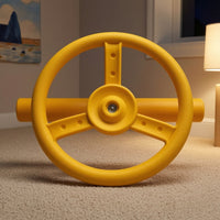 Indoor Steering Wheel with Mounting Rod Textured Toy Steering Wheel Mountable Climbing Frame Accessory Easy-Grip for Children, Toddlers, Playroom, Daycare